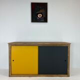 Yellow and black row with 2 sliding doors