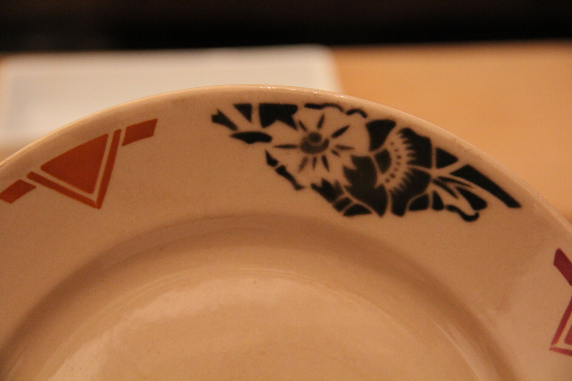 Old dessert plate in earthenware