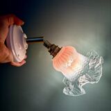 Vintage pink and clear glass tulip wall light.