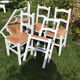 6 chaises blanches en bois assises paillées