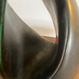 Lampe forme libre céramique noire années 50 abat jour corde dlg marcel giraud