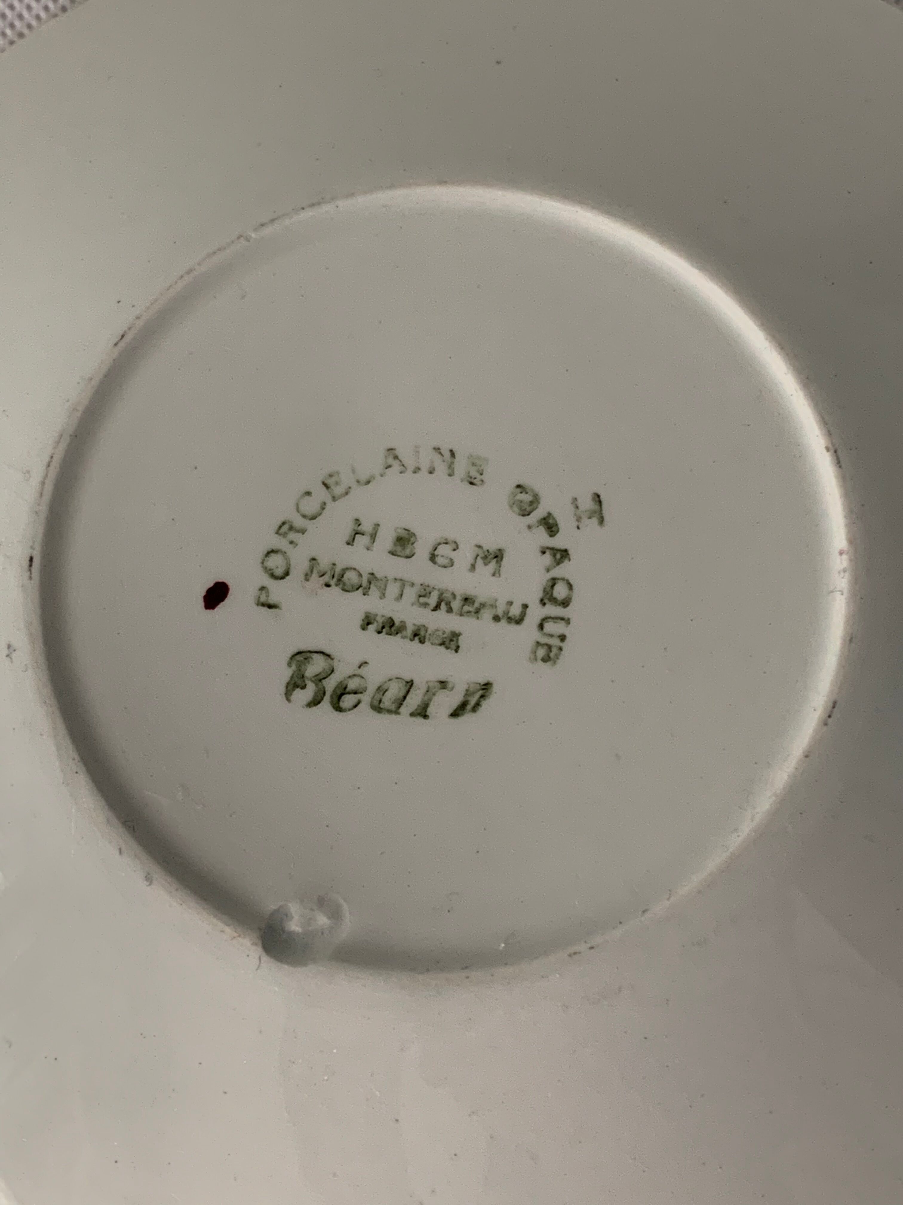 Pair of porcelain cups and cups Béarn HBCM Montereau