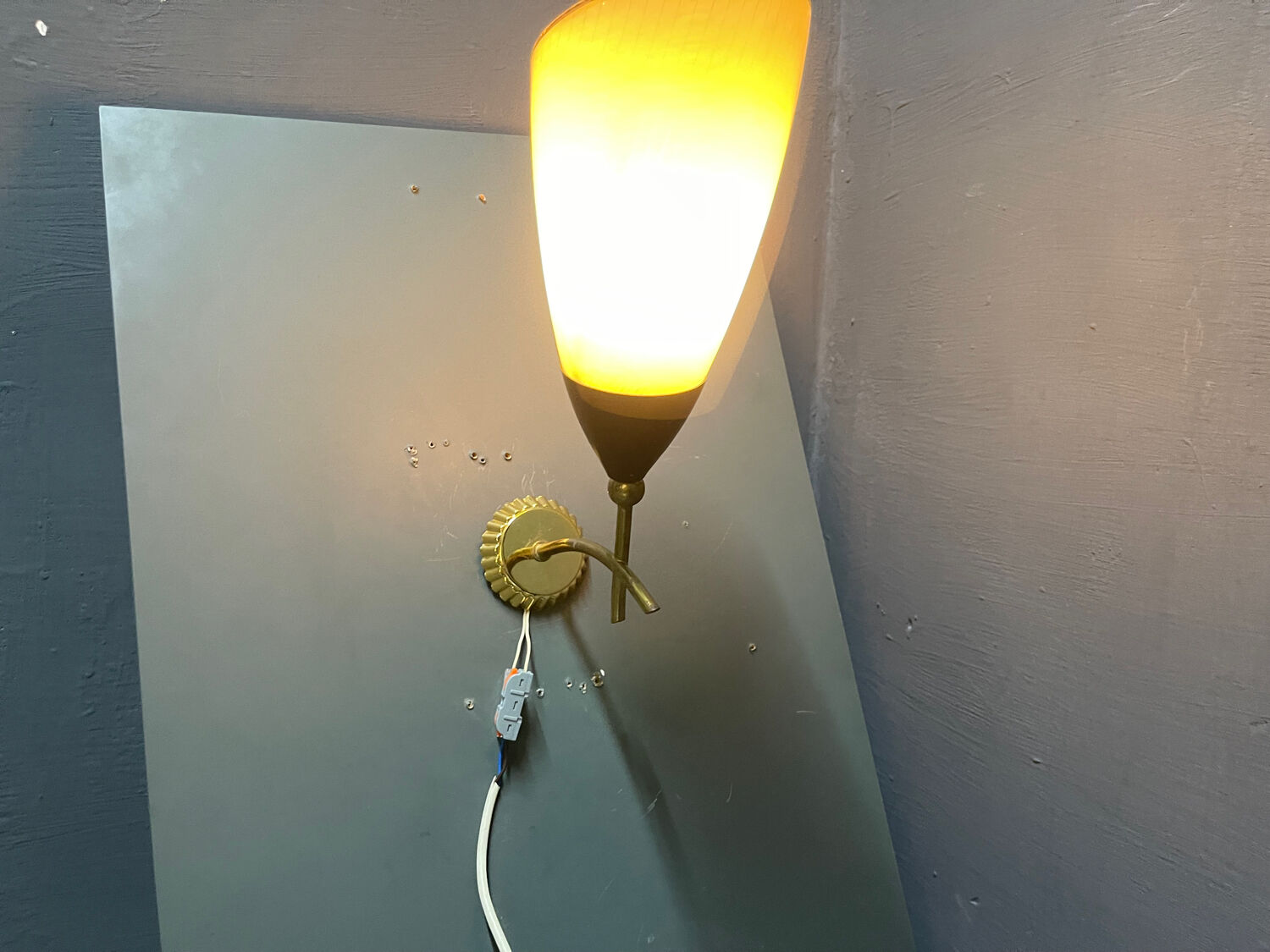 Italian Glass Brass Sconces in the Style of Stilnovo 1960’s