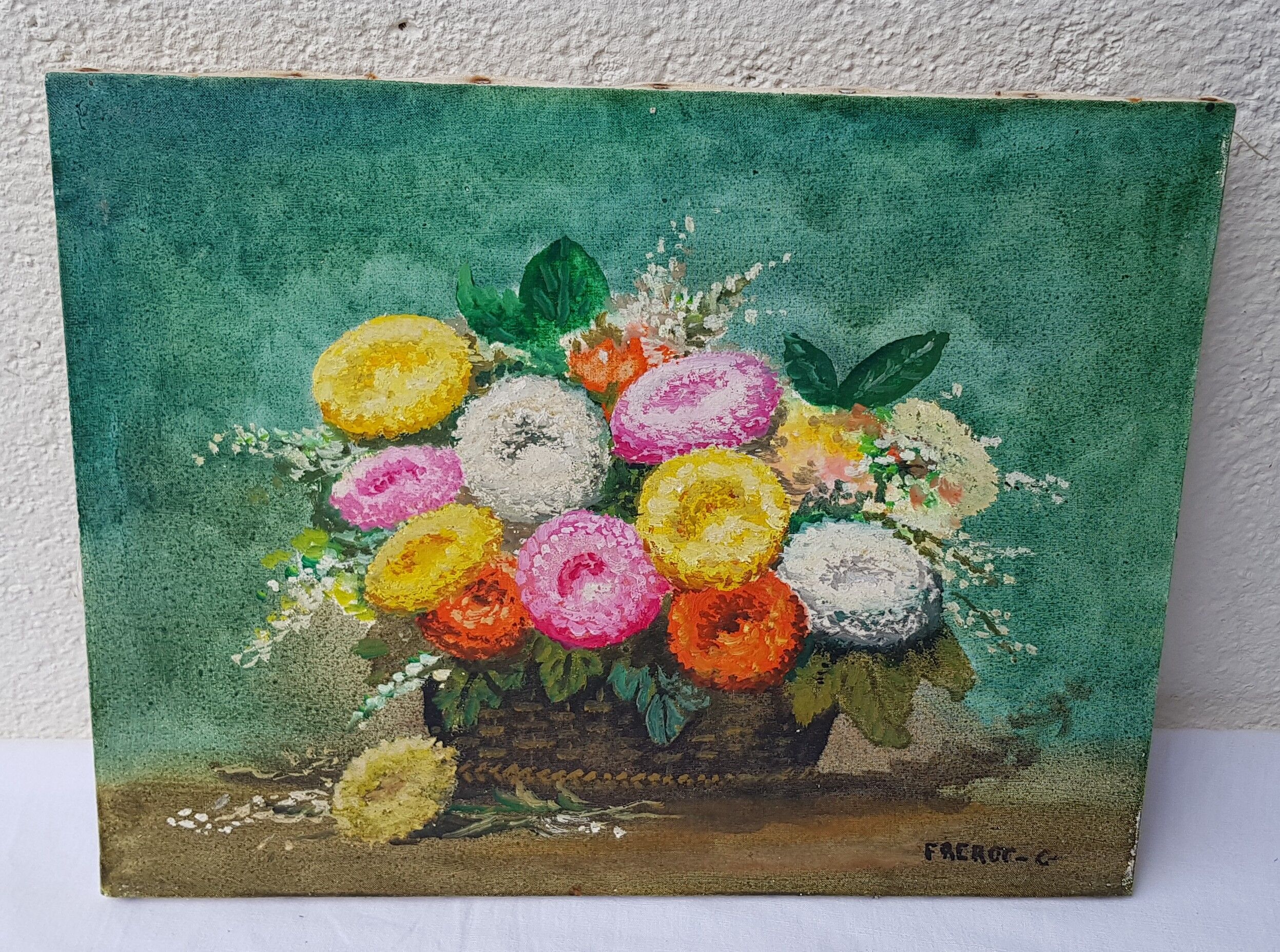Oil on canvas "daisies pomponettes"