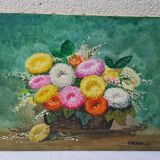 Oil on canvas "daisies pomponettes"