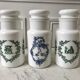 Trio of apothecary pots in opaline years 40-50