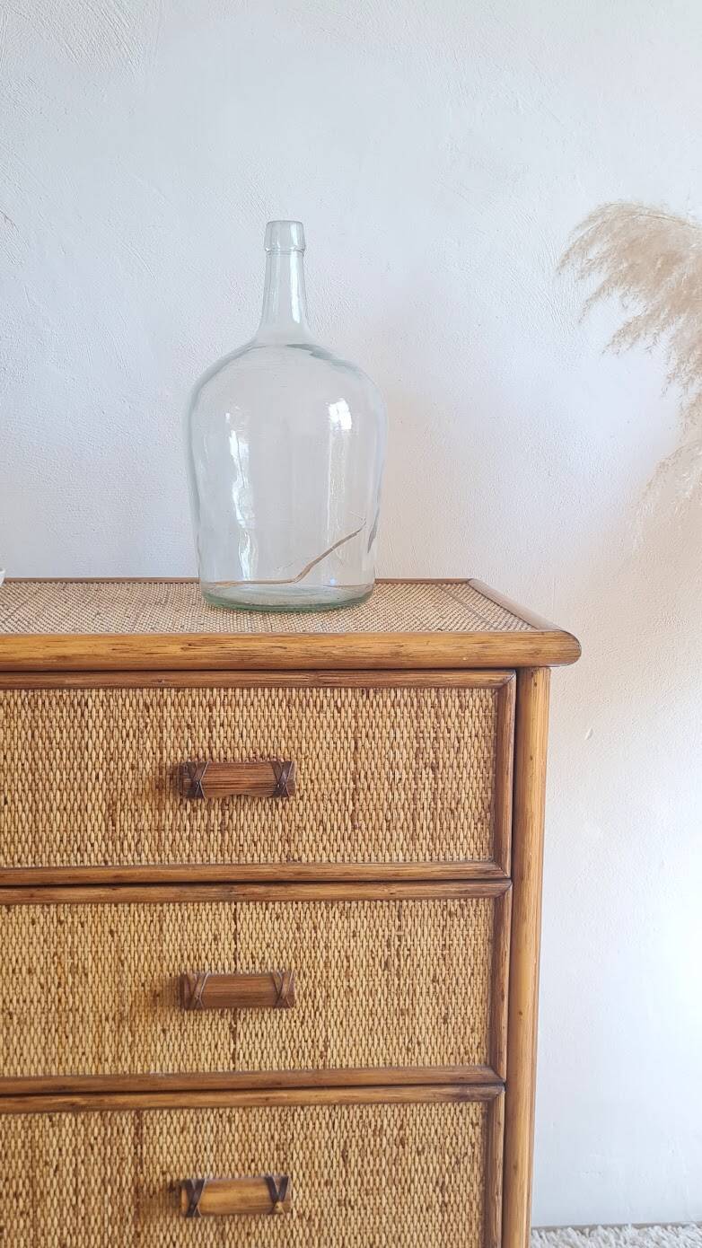Vintage rattan chest of drawers from the 1970s.