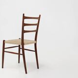 Teak dining chairs with braided rope seat, Belgium 1960s