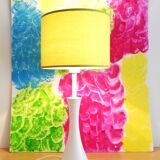 White steel and lime green shade table lamp