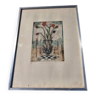 Dessin lithographié "Les Fleurs Baroques"