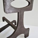 Pair of chenets modernist style steel design 70s
