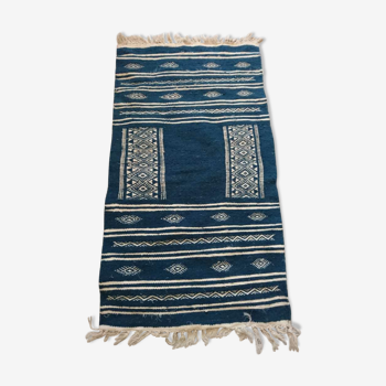 Carpet Berber kilim blue and white 104 x 58 cm