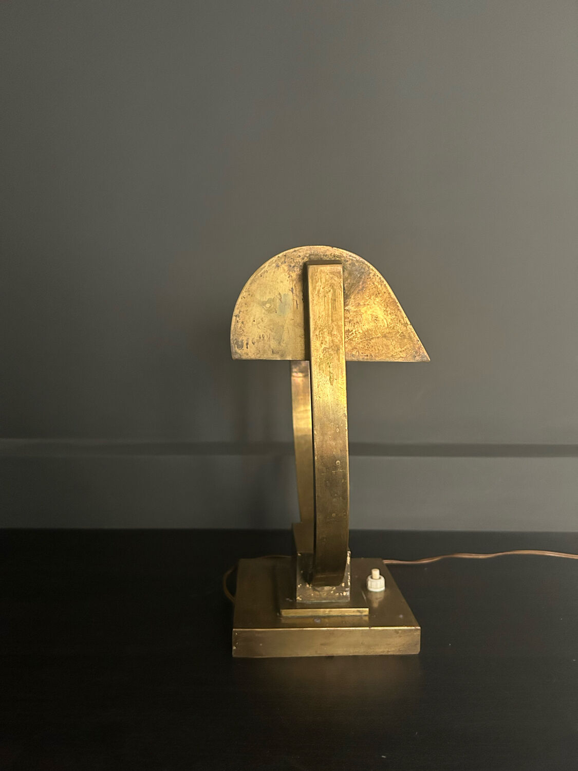 Adjustable lamp art deco modernist vintage solid brass, France 1930