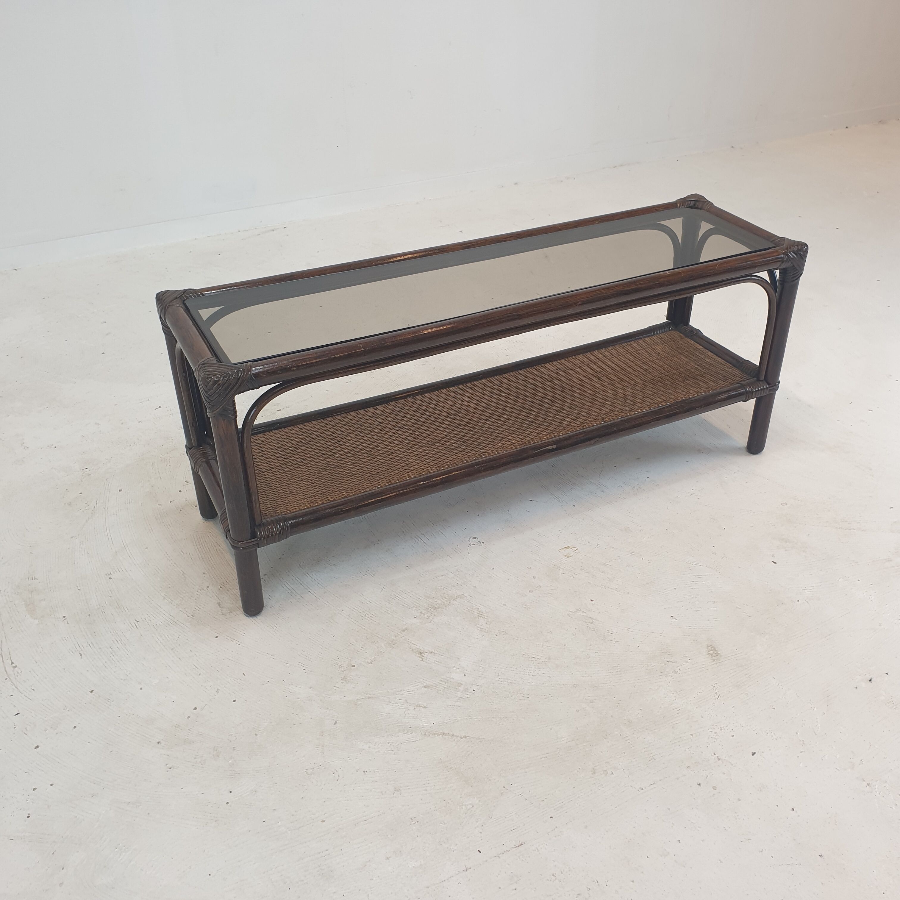 Italian Bamboo and Rattan Coffee Table, 1980s
