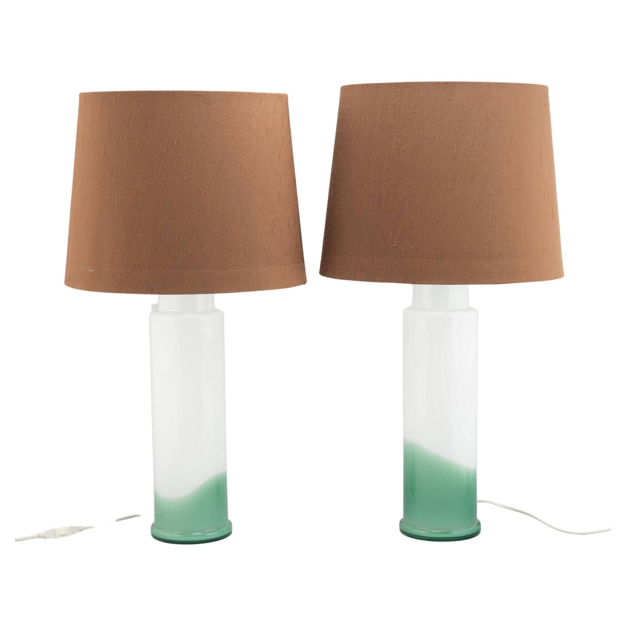 a pair of glass table lamps by Luxus, Vittsjö Sweden 1970 Marked