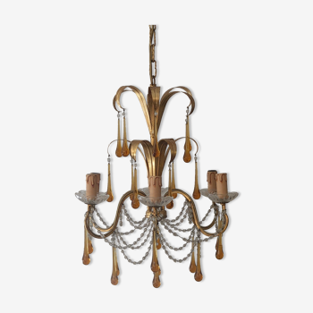 Gilded metal chandelier