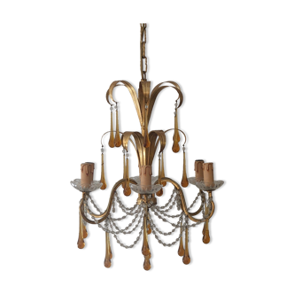 Gilded metal chandelier