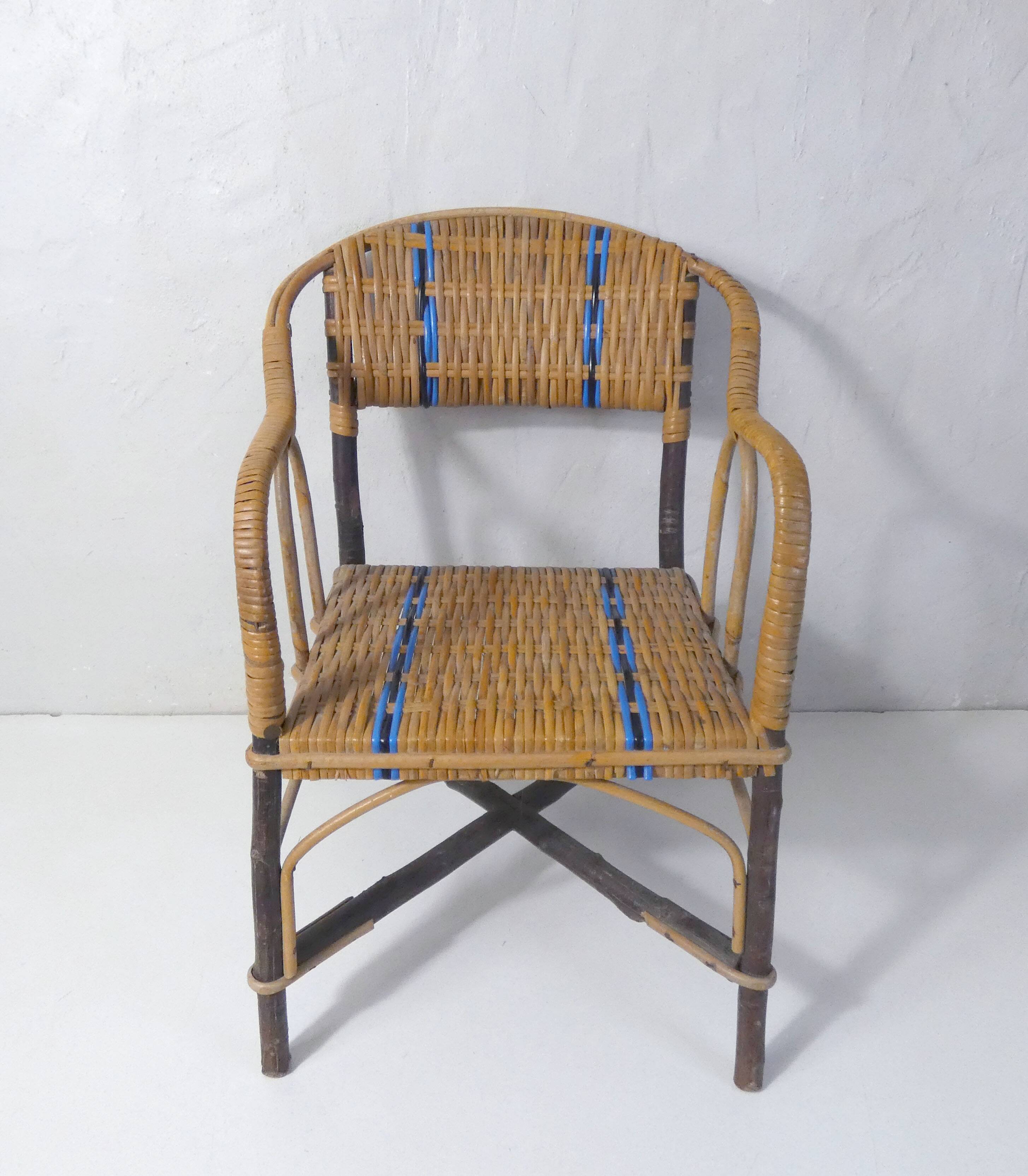 vintage rattan armchair for children
