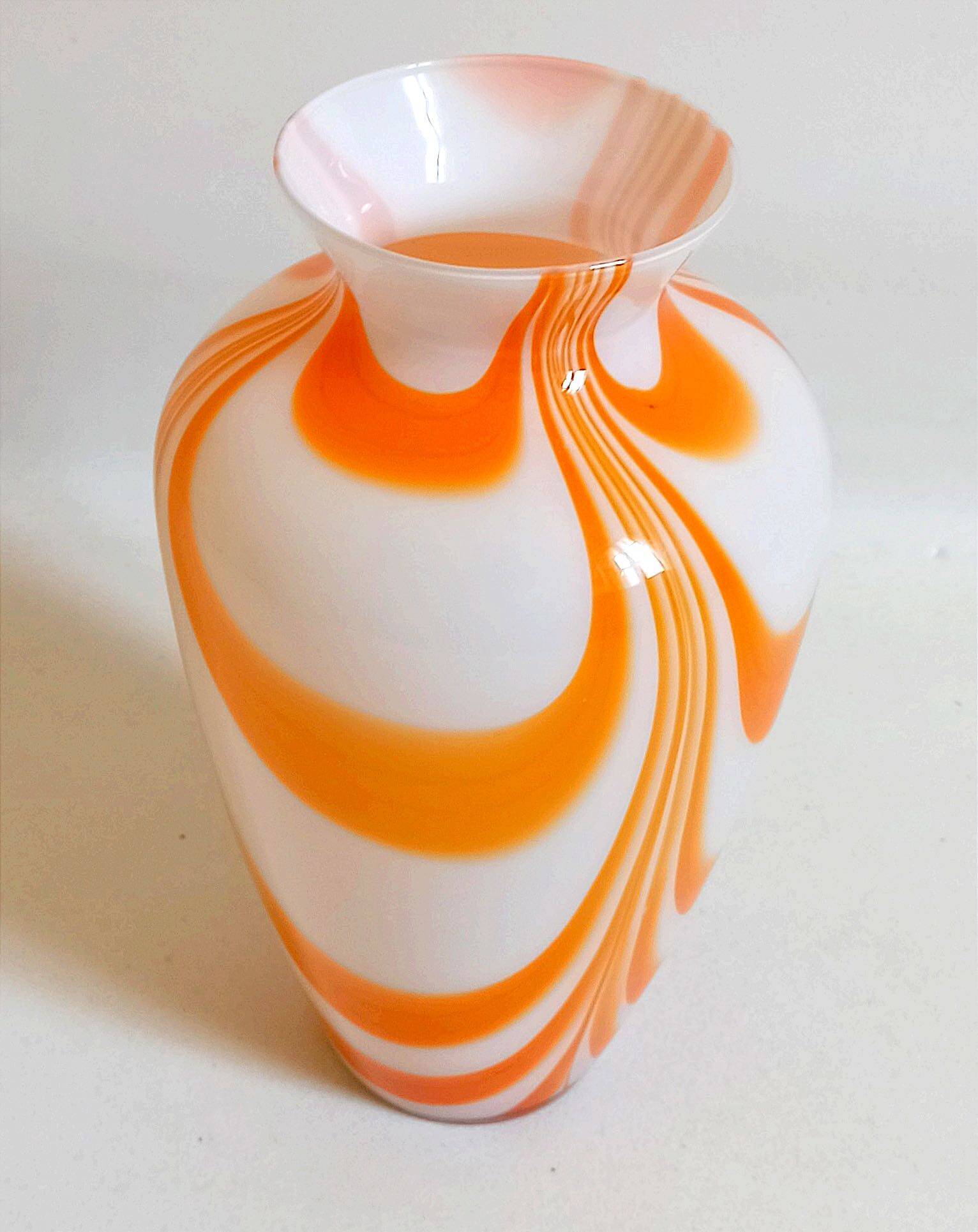 Orange Murano vase by Carlo Moretti 1970s Height 36 cm