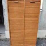 Classeur double à rideaux en bois massif – meuble de métier vintage