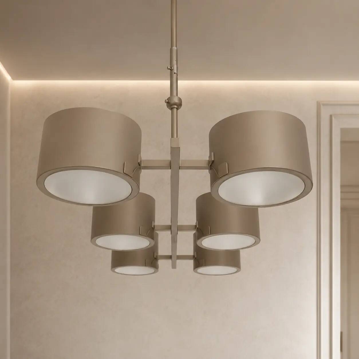 Grey metal Sputnik chandelier Stilnovo Lelli Style with 6 arms Italian