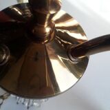 Chandelier 1950, 1960 3 lights gold metal and glass