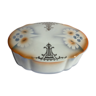 Bonbonnière porcelaine ovale décorée