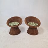 Pair of italian wicker lounge chairs, 1960's