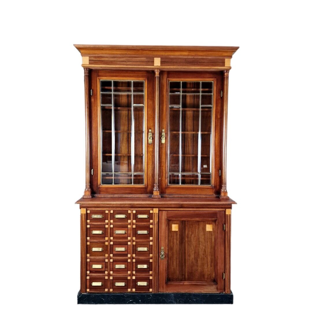 Armoire d’apothicaire Art Déco en acajou et marbre, 1909