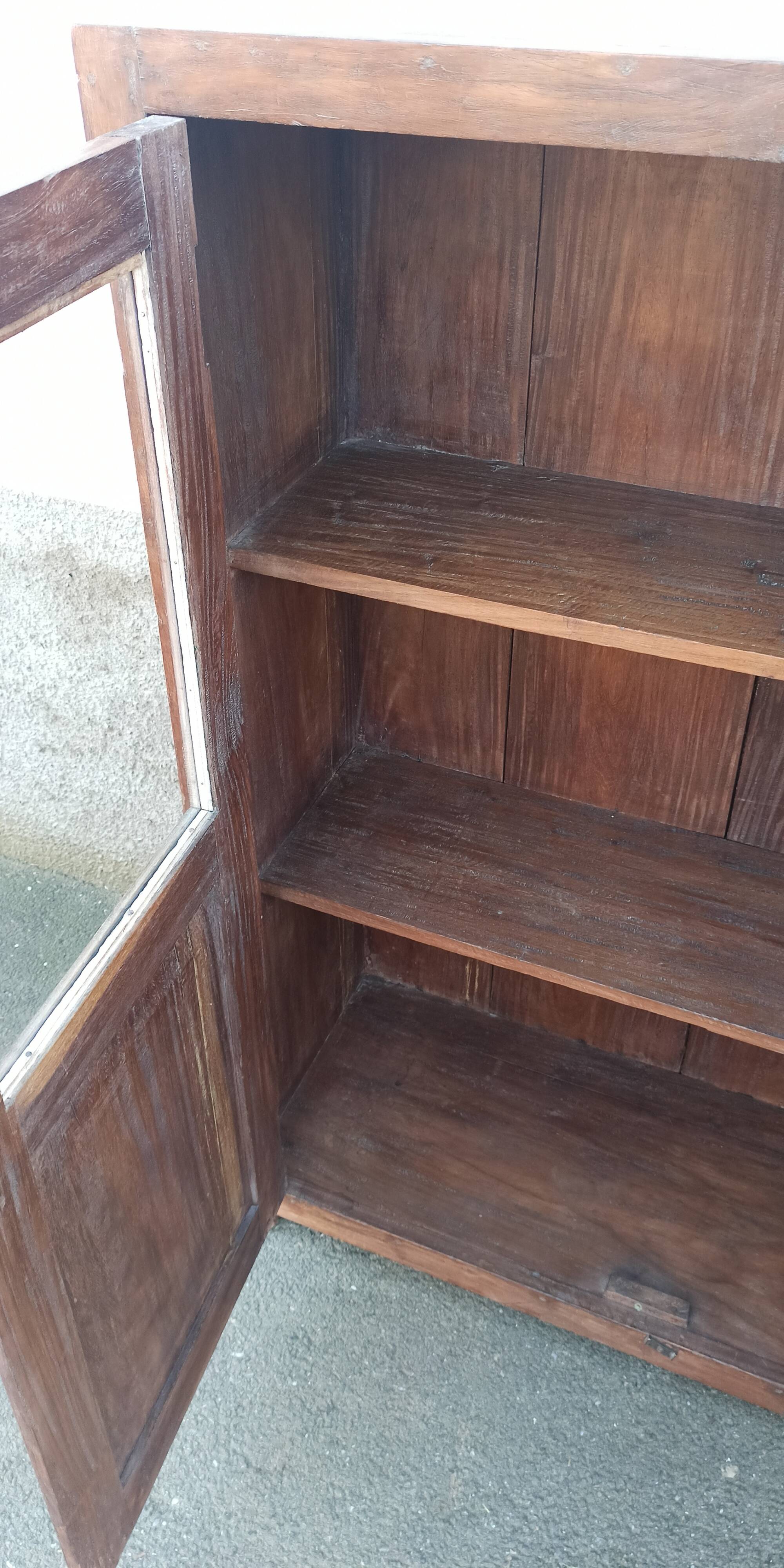 Old wooden glass cabinet