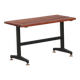 Mid-century Italian bench 1960s with black metal frame, gilded brass legs and solid teak slats