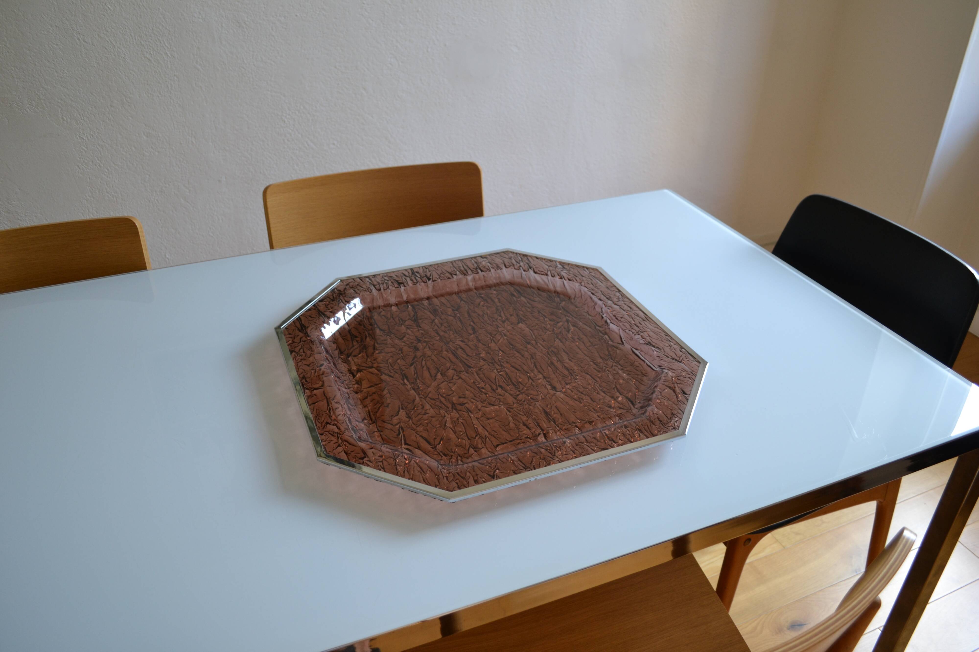 1970 tray in smoked lucite