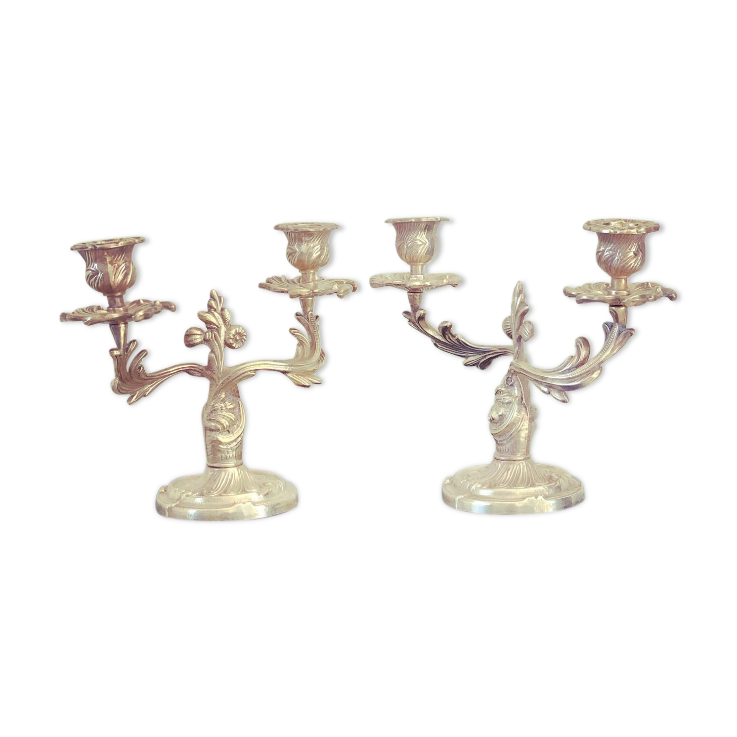 Pair of antique chandeliers in solid brass
