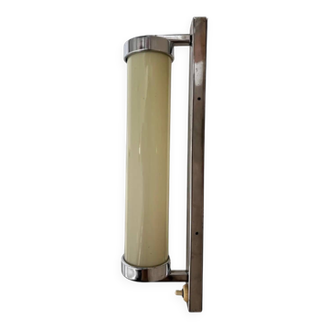 Big chrome milk glass Bauhaus / functionalist wall lamp - 1930s