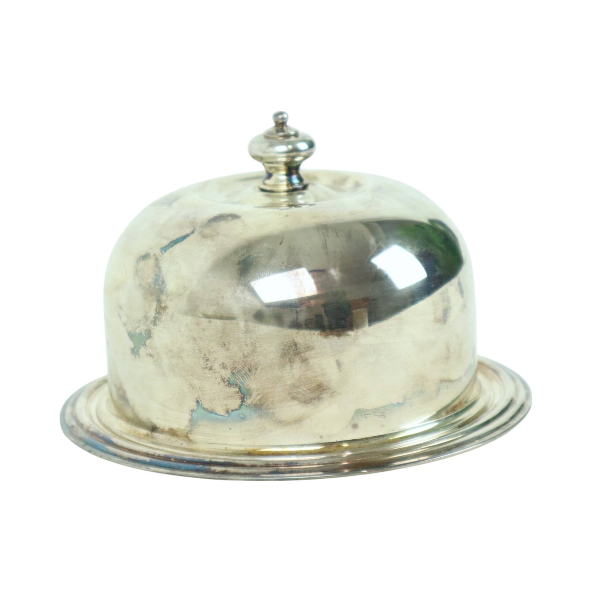 Silver Plated Butter Bowl Caviar Holder Maestri Italy Crystal