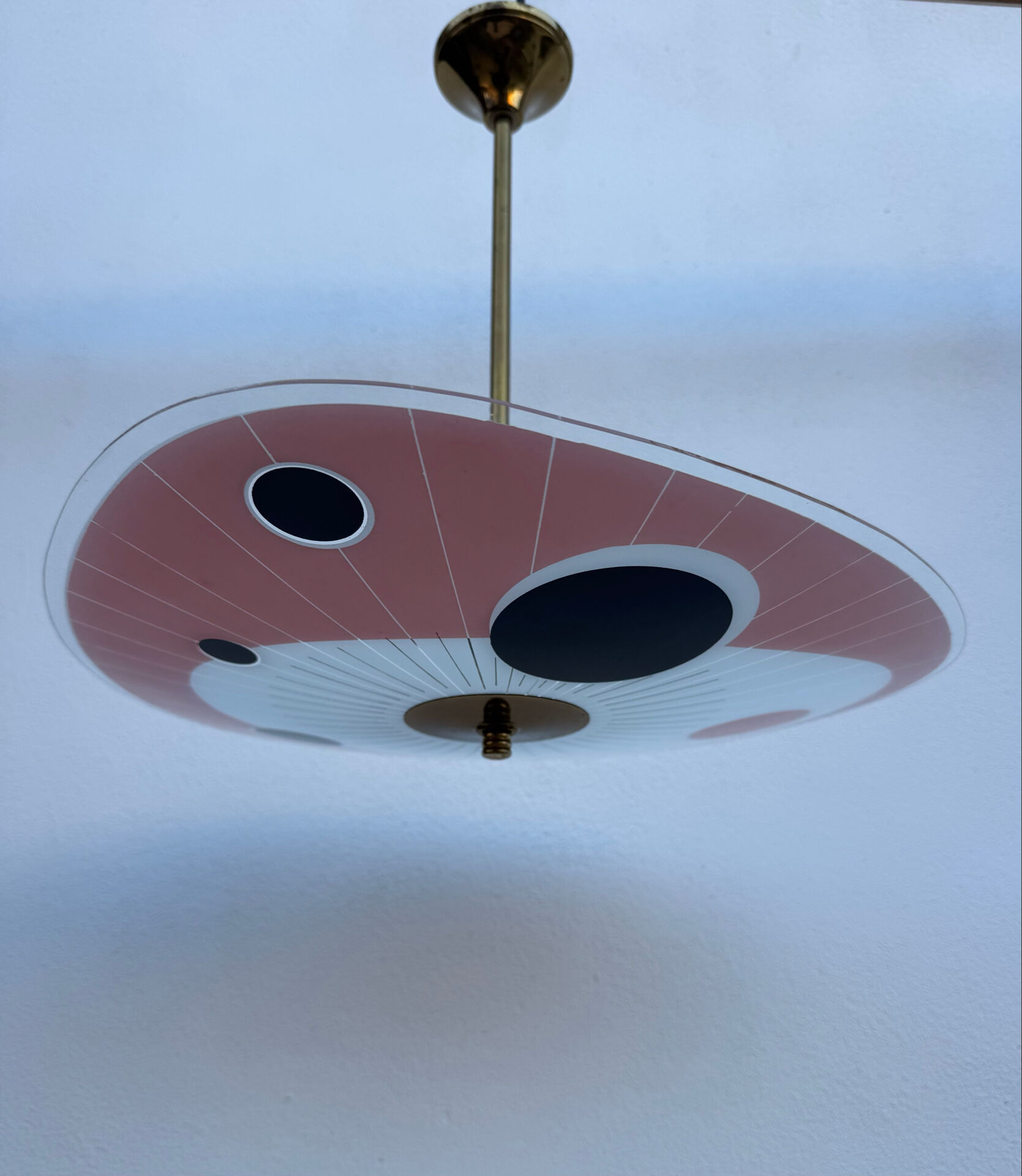 Screen-printed glass pendant from the 1960s