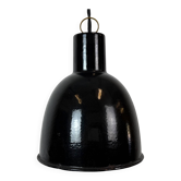 Vintage Industrial Black Enamel Ceiling Lamp, 1950s