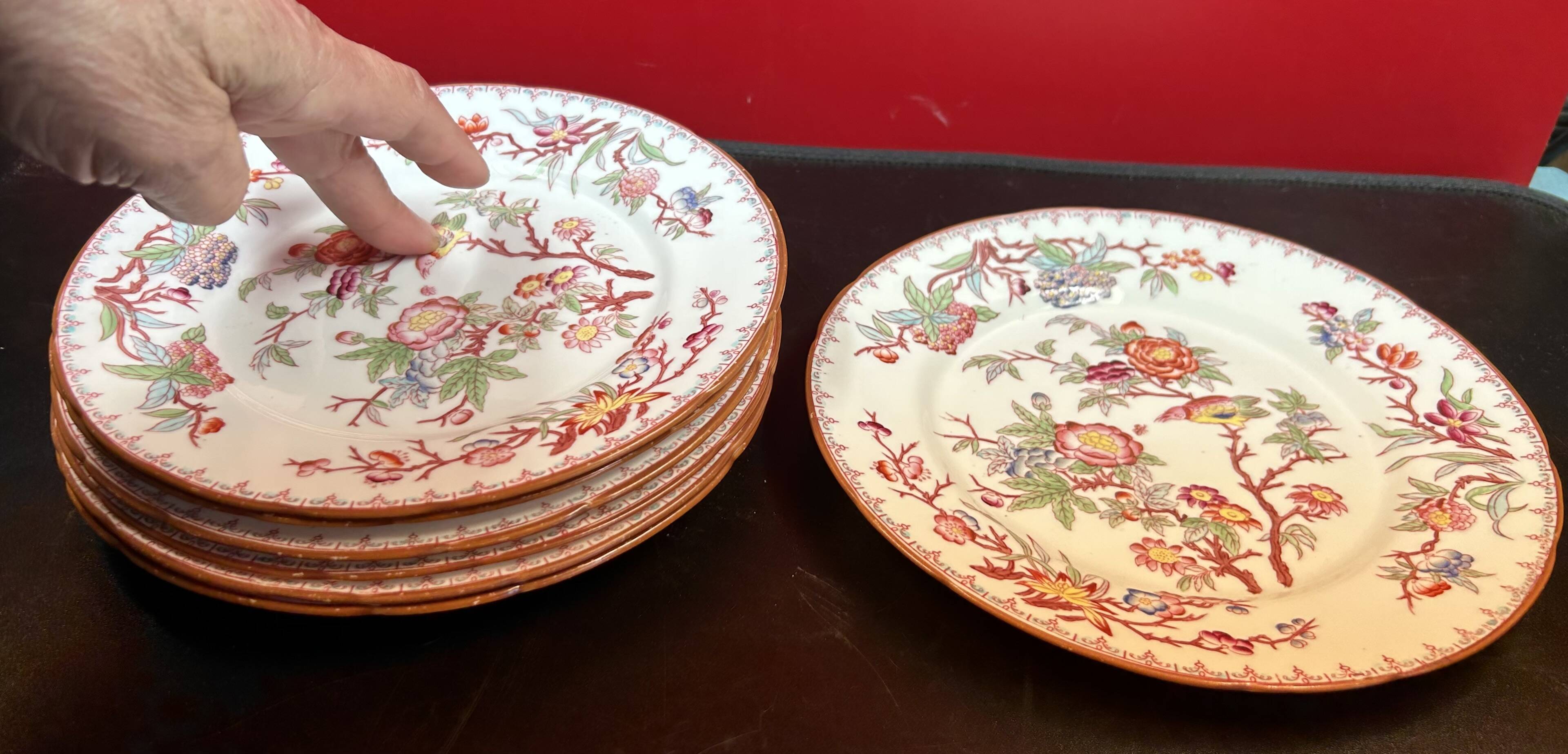 Sarreguemines Minton 252 set of 6 plates + 1 gift, 21 cm diameter