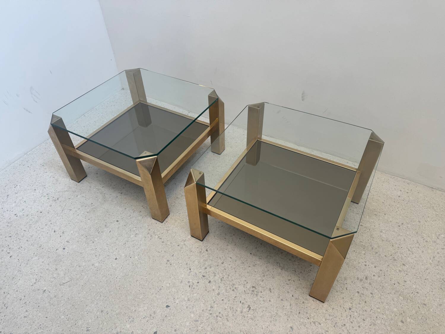 Pair of Belgo Chrom side tables, Belgium 1970s