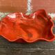 Vintage Red Ceramic Decorative Coupe Plate #D849