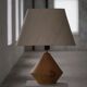 Sculptural Danish modern table lamp in wood by Kirk, 1980s.