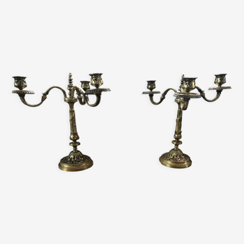 Pair of restoration bronze candlesticks