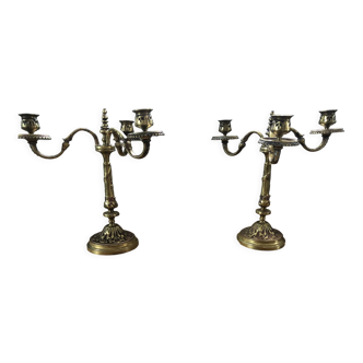 Pair of restoration bronze candlesticks