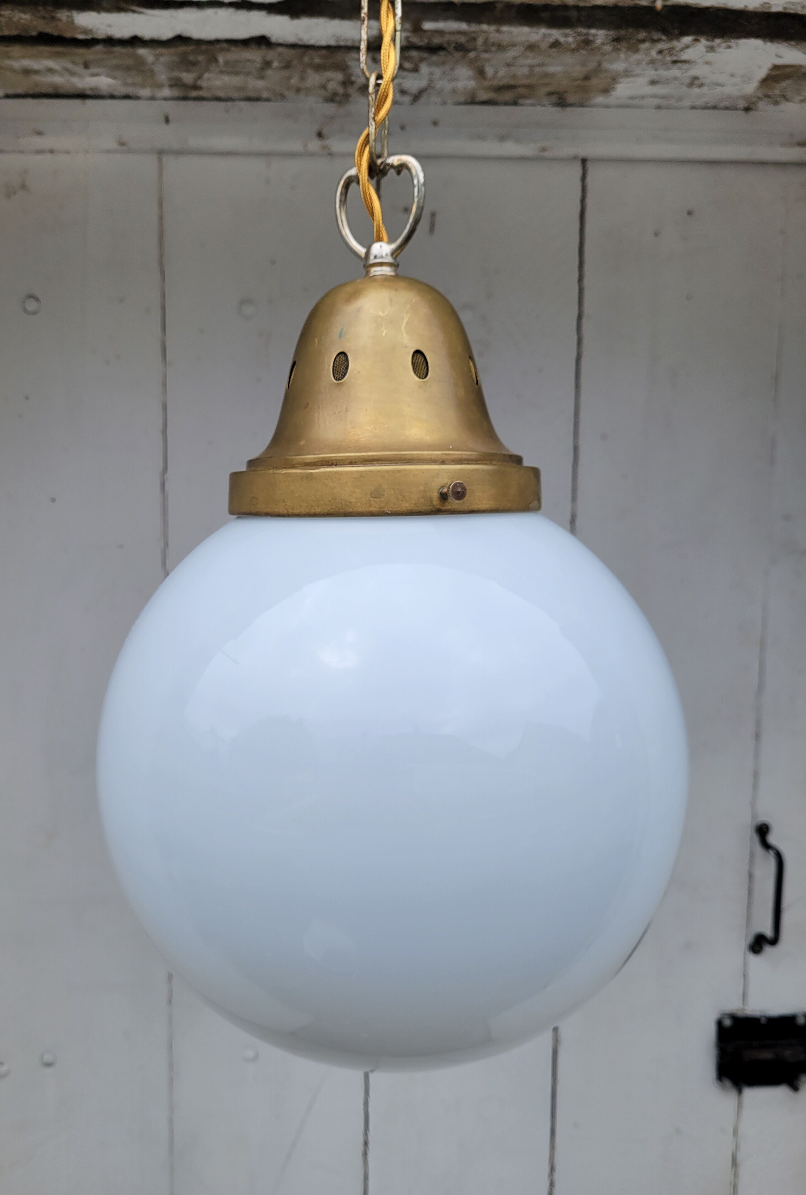 XXL opaline globe hanging lamp