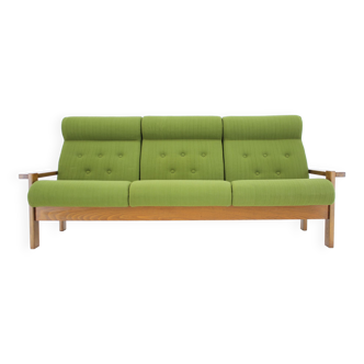3-seater beech sofa from the 1970s, Czechoslovakia