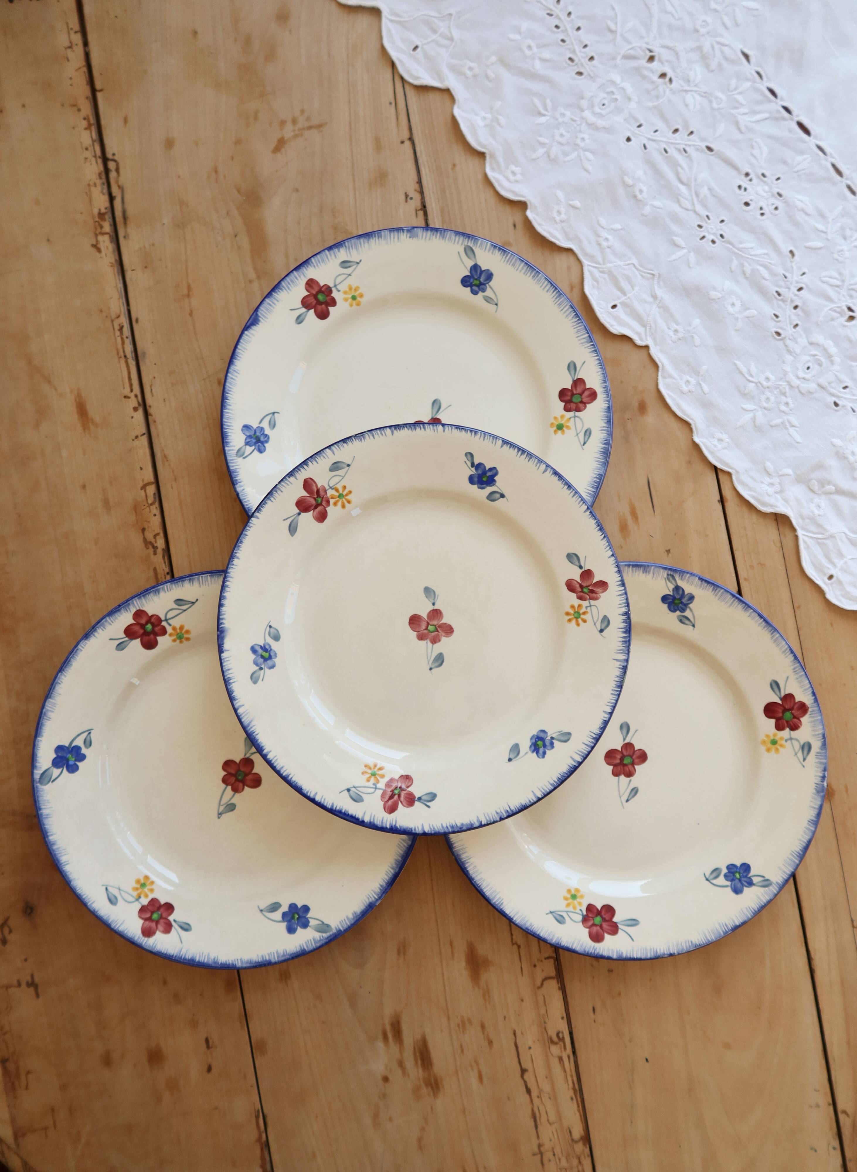 4 vintage flat plates Digoin Sarreguemines model Mary-Lou