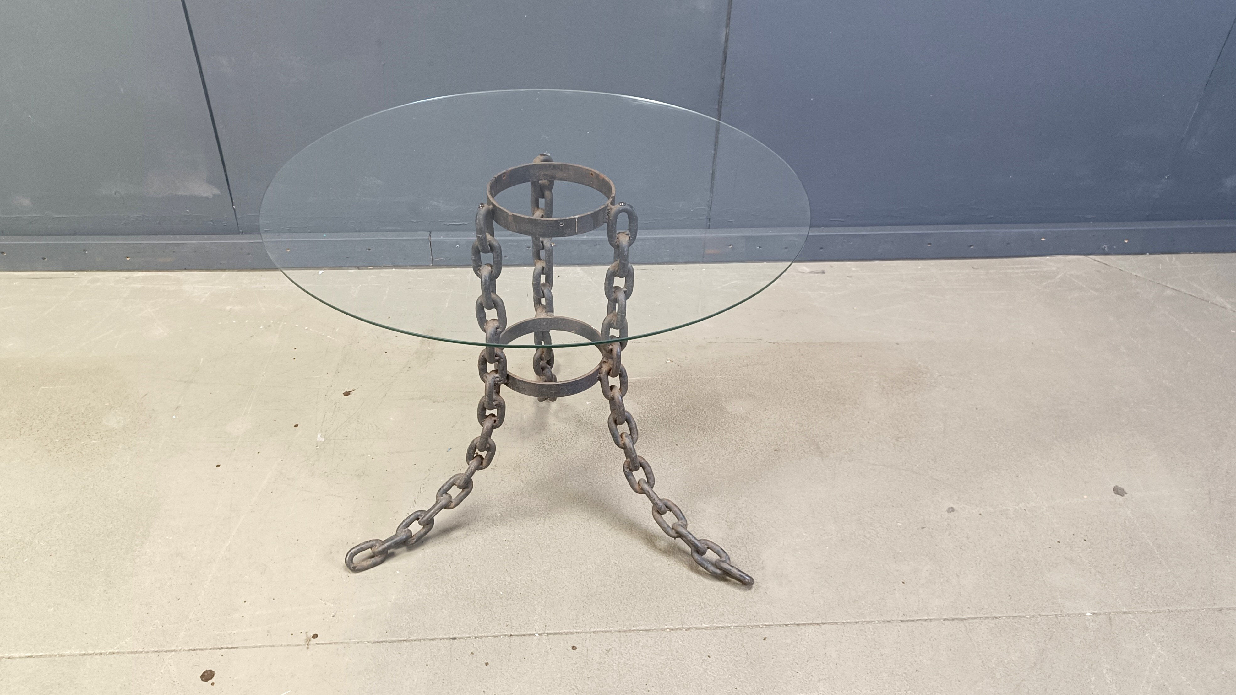 Brutalist chain link coffee table or side table, 1970s