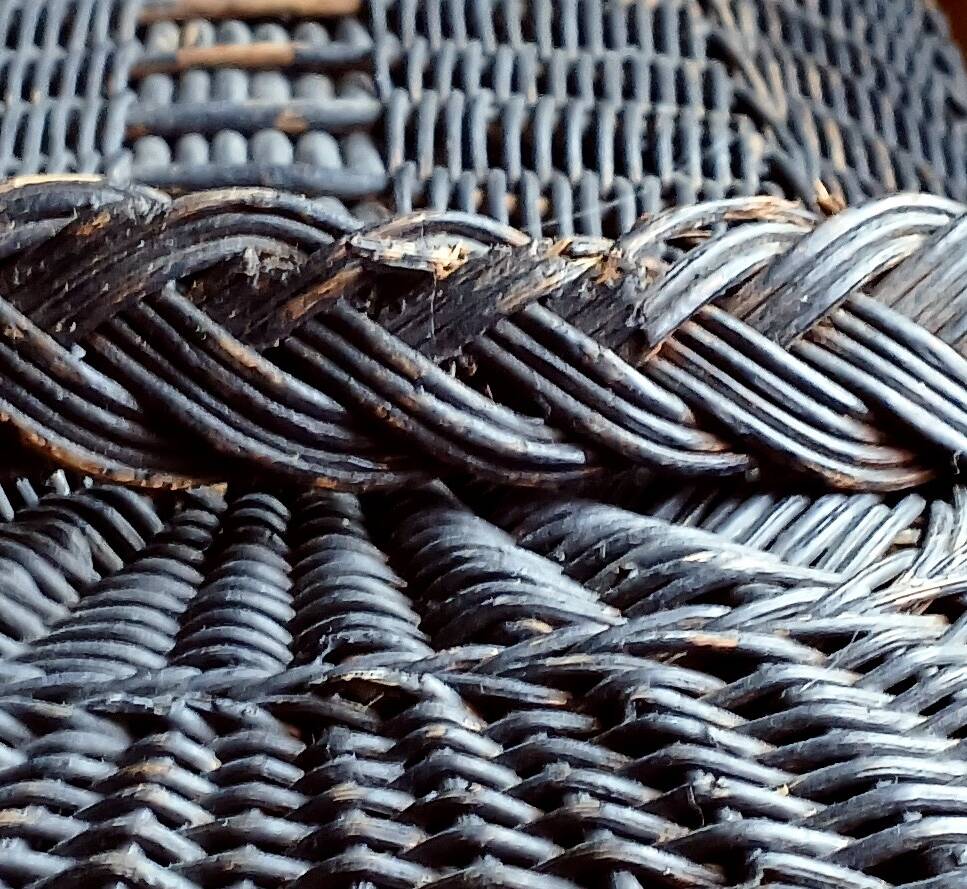 Bresse woven & blackened wicker basket, early 20th century