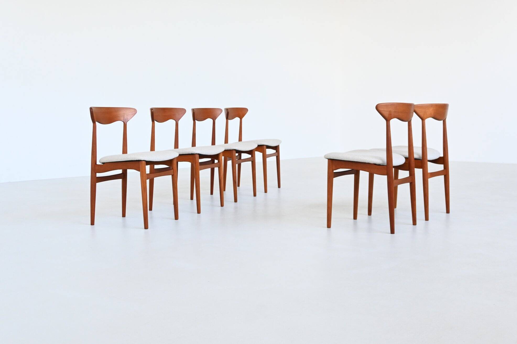 Ensemble de six chaises de salle à manger en teck de Christian Linneberg, Danemark, 1960