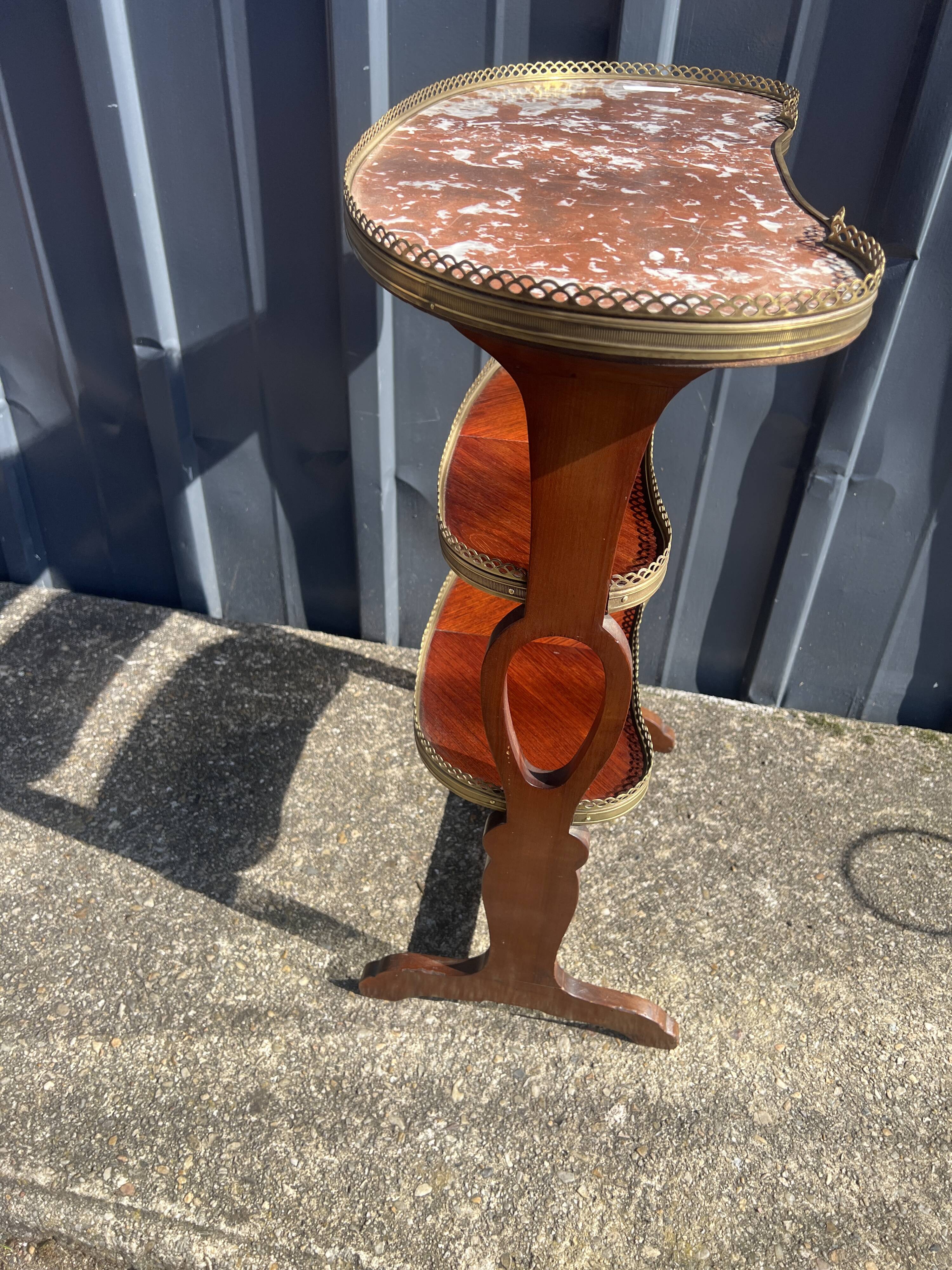 Coffee table, kidney-shaped, side table, marble top